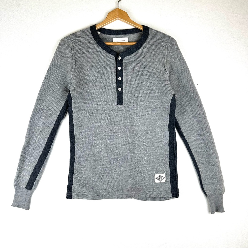 Ovadia & Sons Waffle Knit Henley Sweater
